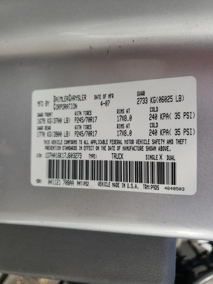 Photo 10 from auction – 2007 DODGE RAM 1500 S with VIN 1D7HA16K17J603273