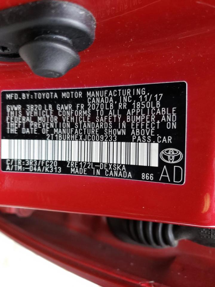 Photo 10 from auction – 2018 TOYOTA COROLLA L with VIN 2T1BURHEXJC009233