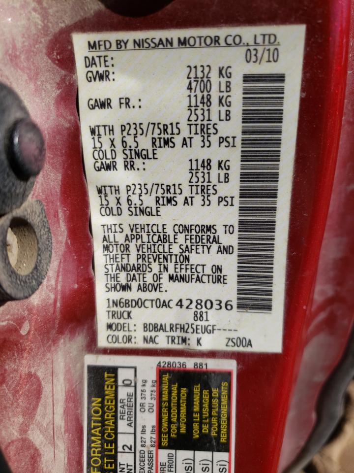 Photo 10 from auction – 2010 NISSAN FRONTIER K with VIN 1N6BD0CT0AC428036