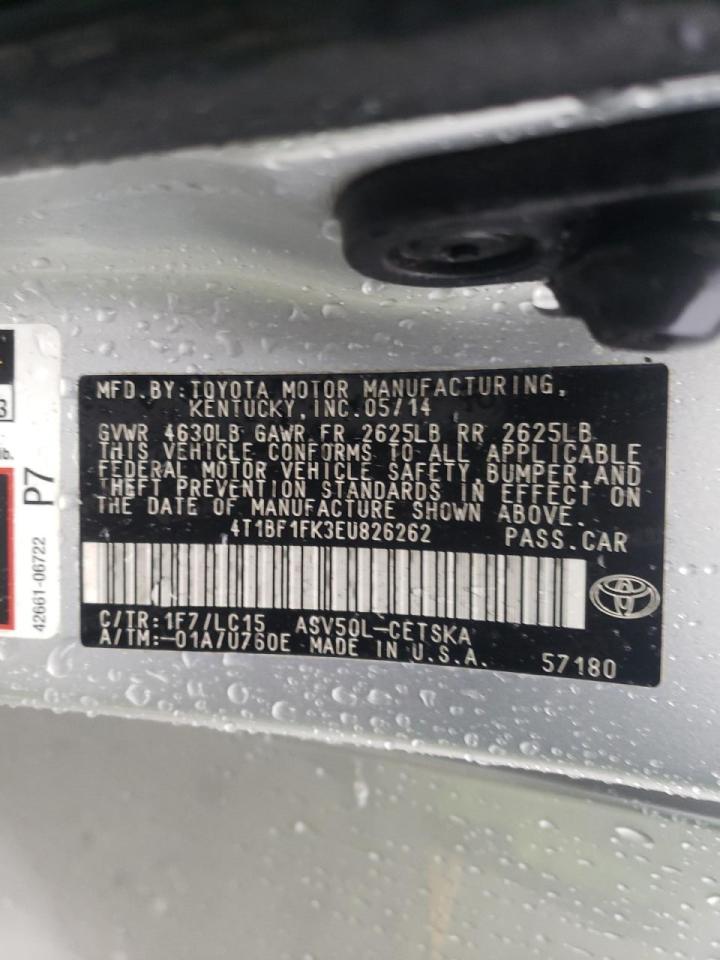 Photo 10 from auction – 2014 TOYOTA CAMRY L with VIN 4T1BF1FK3EU826262