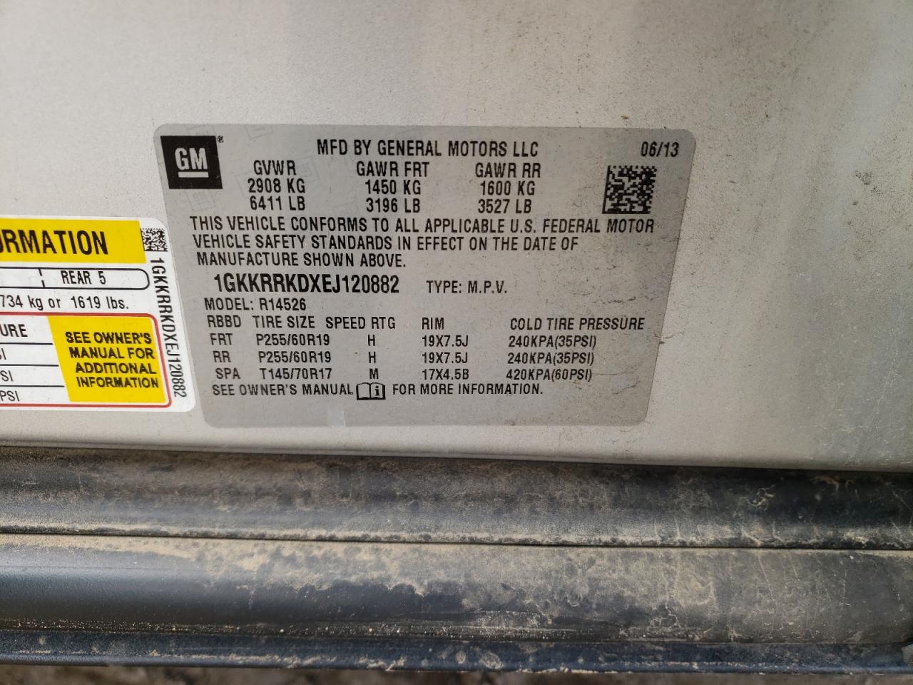 Photo 10 from auction – 2014 GMC ACADIA SLT with VIN 1GKKRRKDXEJ120882