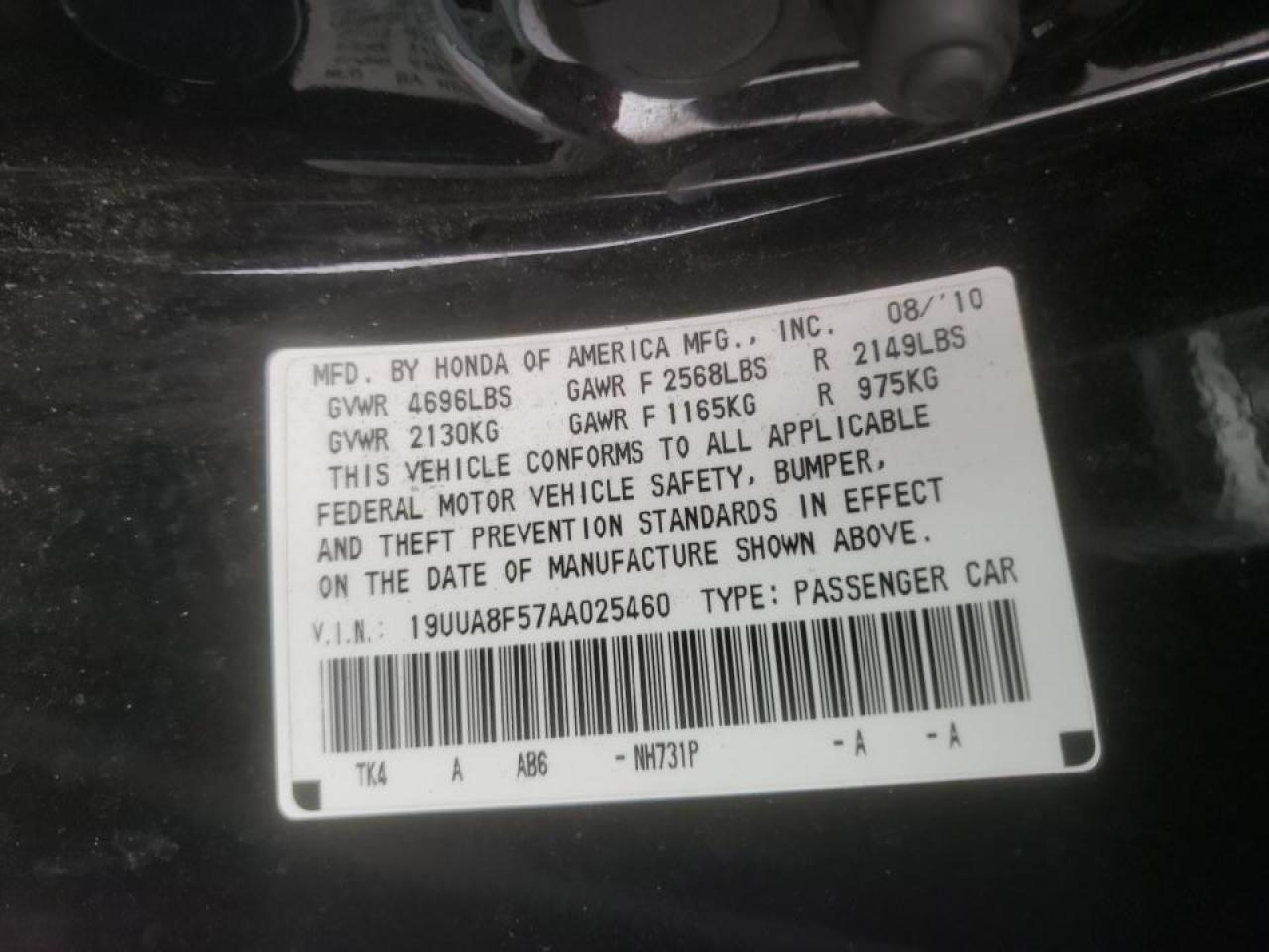 Photo 20 from auction – 2010 ACURA TL with VIN 19UUA8F57AA025460