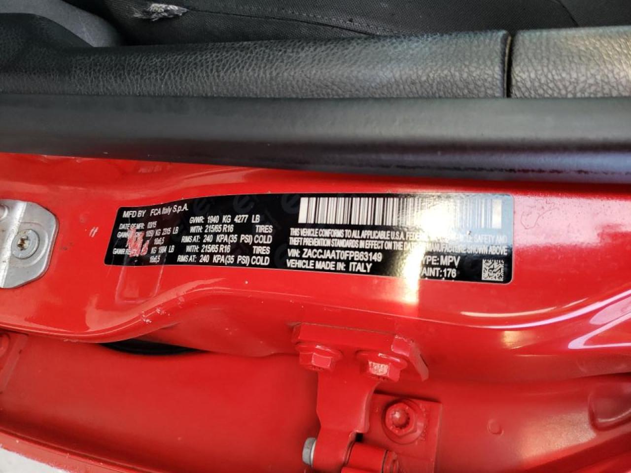 Photo 10 from auction – 2015 JEEP RENEGADE S with VIN ZACCJAAT0FPB63149