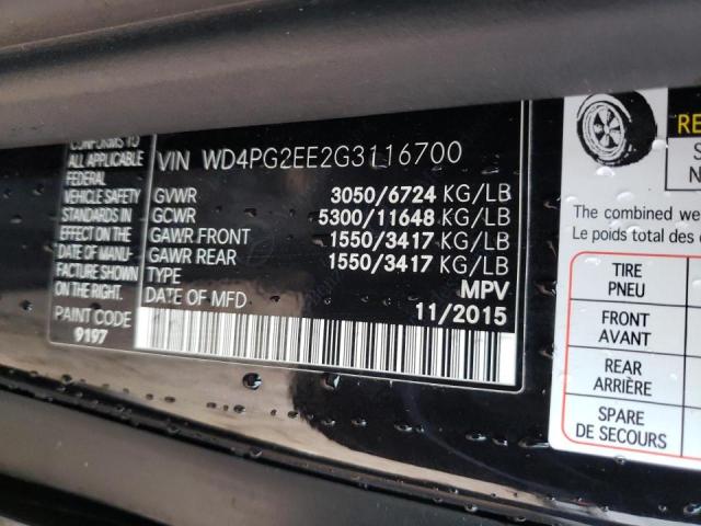 Photo 10 from auction – 2016 MERCEDES-BENZ METRIS with VIN WD4PG2EE2G3116700