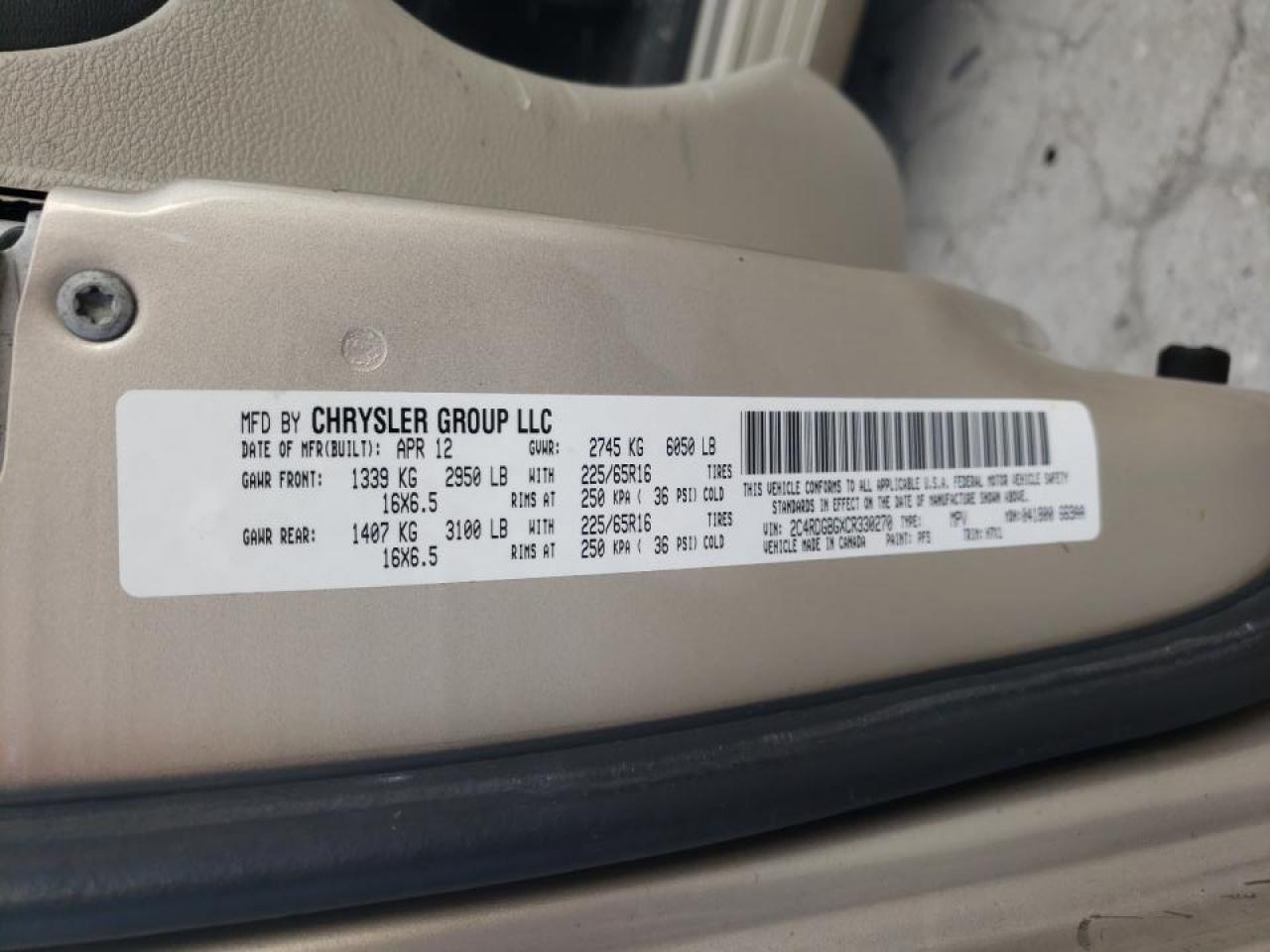 Photo 10 from auction – 2012 DODGE GRAND CARA with VIN 2C4RDGBGXCR330270