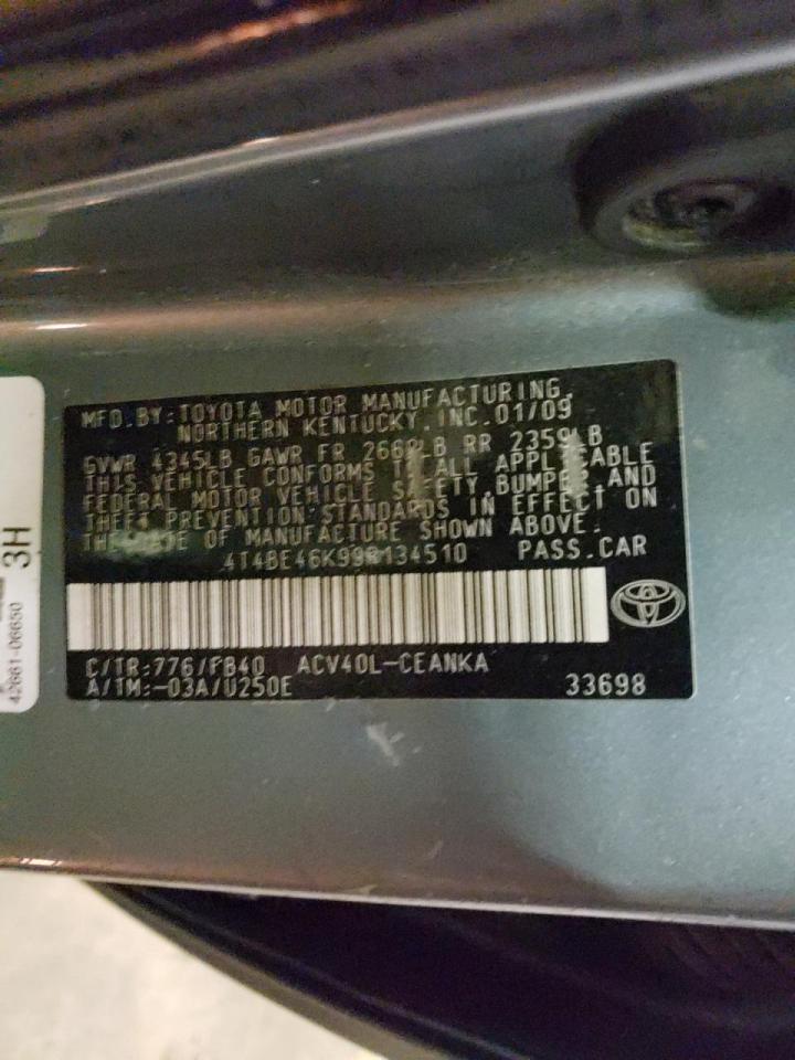 Photo 10 from auction – 2009 TOYOTA CAMRY BASE with VIN 4T4BE46K99R134510