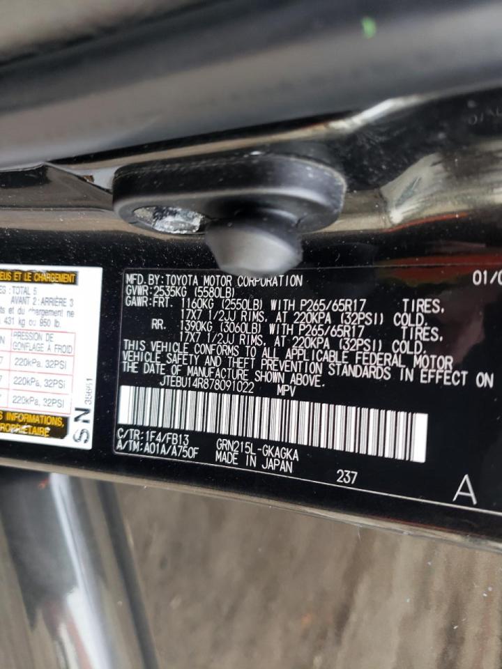 Photo 10 from auction – 2007 TOYOTA 4RUNNER SR with VIN JTEBU14R878091022