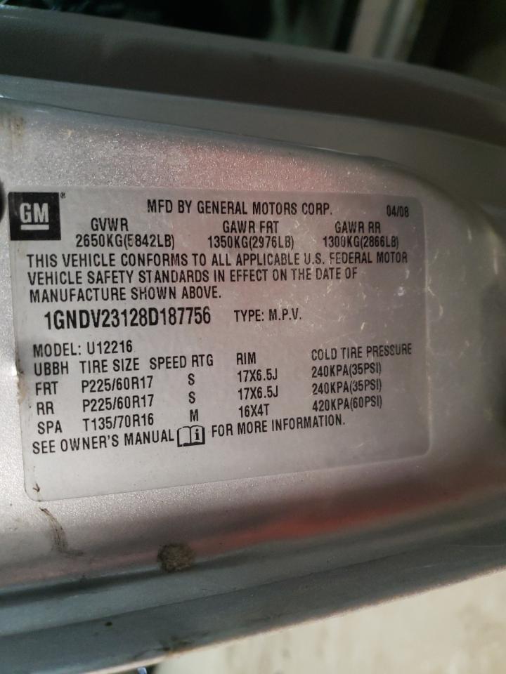 Photo 10 from auction – 2008 CHEVROLET UPLANDER L with VIN 1GNDV23128D187756