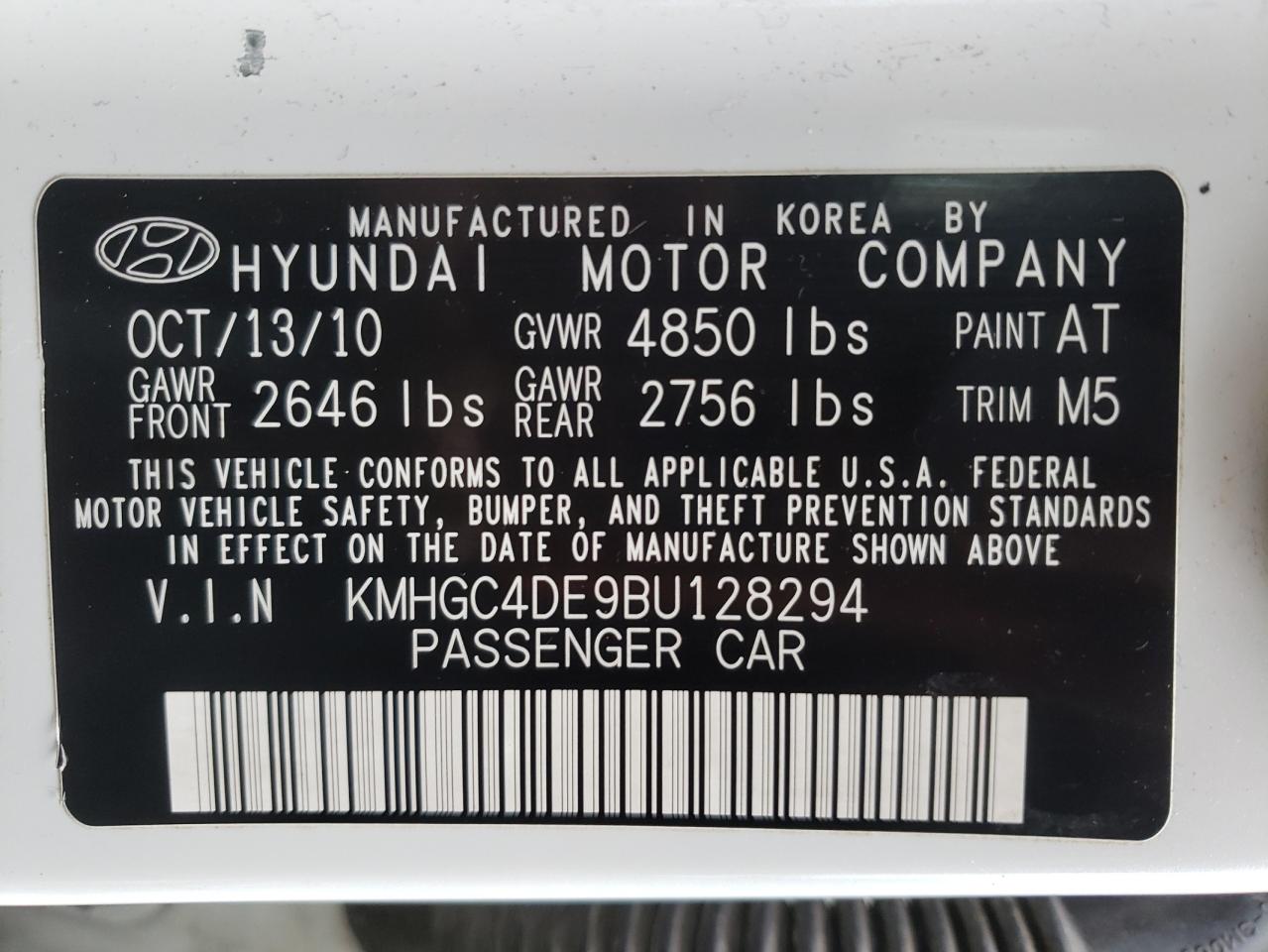 Photo 10 from auction – 2011 HYUNDAI GENESIS 3. with VIN KMHGC4DE9BU128294