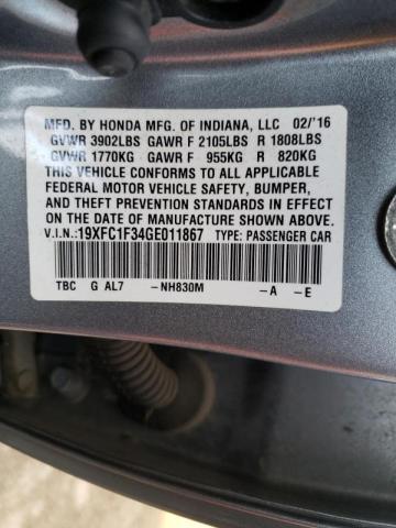 Photo 10 from auction – 2016 HONDA CIVIC EX with VIN 19XFC1F34GE011867