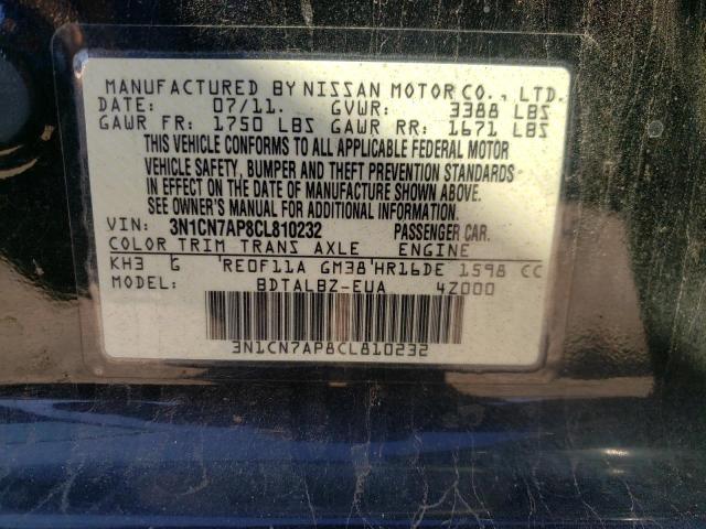 Photo 10 from auction – 2012 NISSAN VERSA with VIN 3N1CN7AP8CL810232
