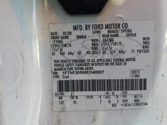 Photo 10 from auction – 2008 FORD F250 SUPER with VIN 1FTNF20568ED40957