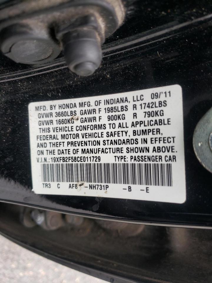 Photo 10 from auction – 2012 HONDA CIVIC LX with VIN 19XFB2F58CE011729