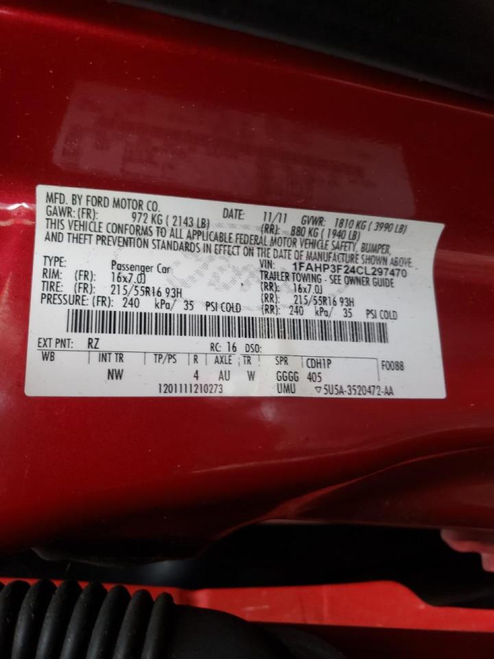 Photo 10 from auction – 2012 FORD FOCUS SE with VIN 1FAHP3F24CL297470