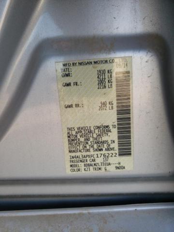Photo 10 from auction – 2015 NISSAN ALTIMA 2.5 with VIN 1N4AL3APXFC176222