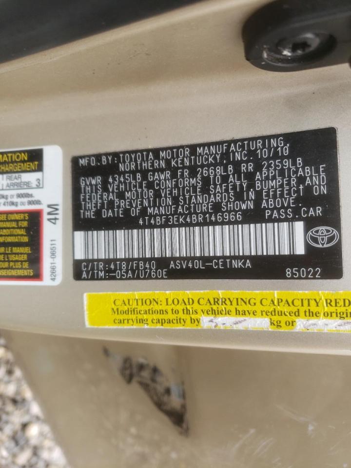 Photo 10 from auction – 2011 TOYOTA CAMRY BASE with VIN 4T4BF3EK4BR146966