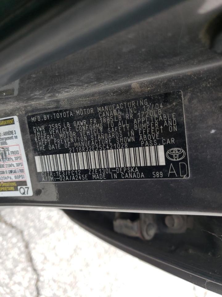 Photo 10 from auction – 2005 TOYOTA COROLLA CE with VIN 2T1BR32E25C421028