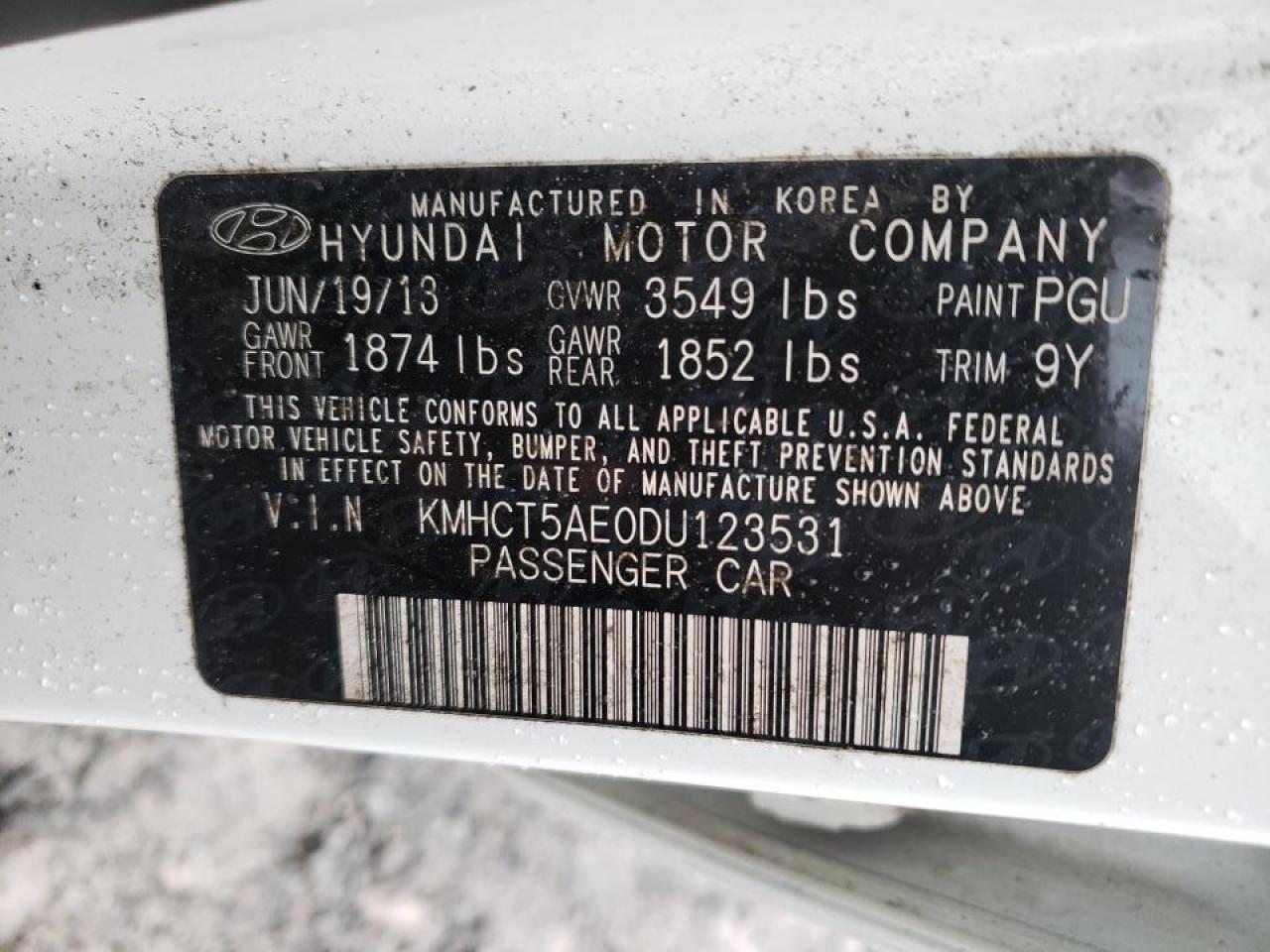 Photo 10 from auction – 2013 HYUNDAI ACCENT GLS with VIN KMHCT5AE0DU123531