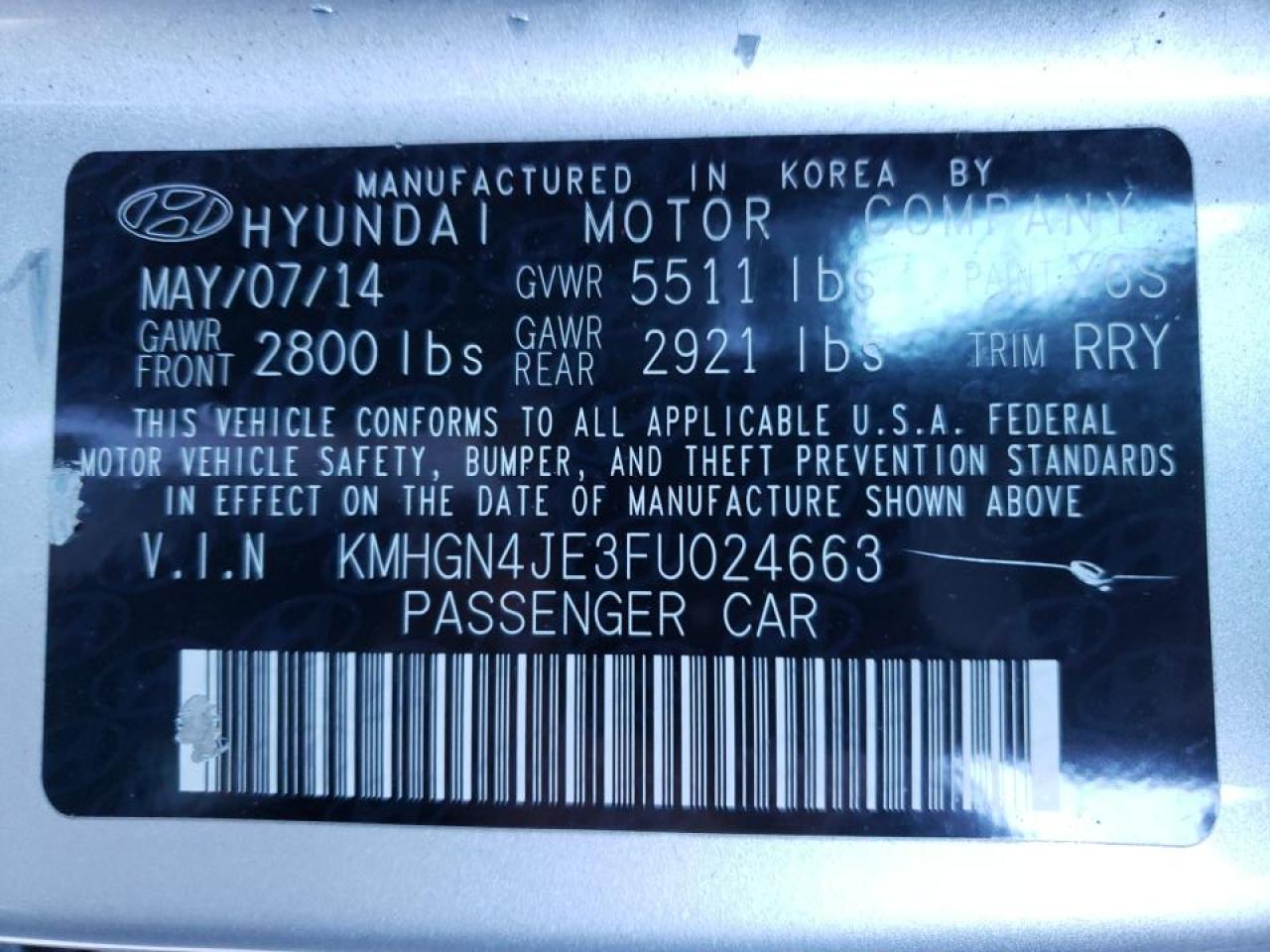 Photo 10 from auction – 2015 HYUNDAI GENESIS 3. with VIN KMHGN4JE3FU024663