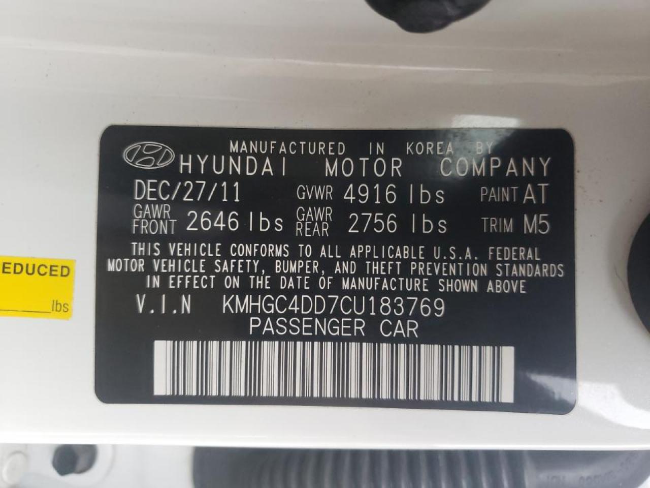 Photo 10 from auction – 2012 HYUNDAI GENESIS 3. with VIN KMHGC4DD7CU183769