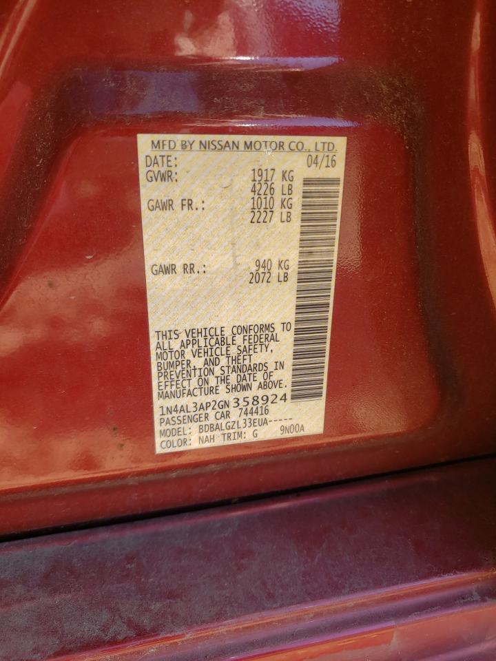 Photo 10 from auction – 2016 NISSAN ALTIMA 2.5 with VIN 1N4AL3AP2GN358924