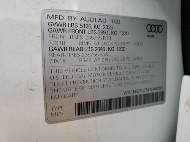 Photo 10 from auction – 2021 AUDI Q3 PREMIUM with VIN WA1EECF37M1046283