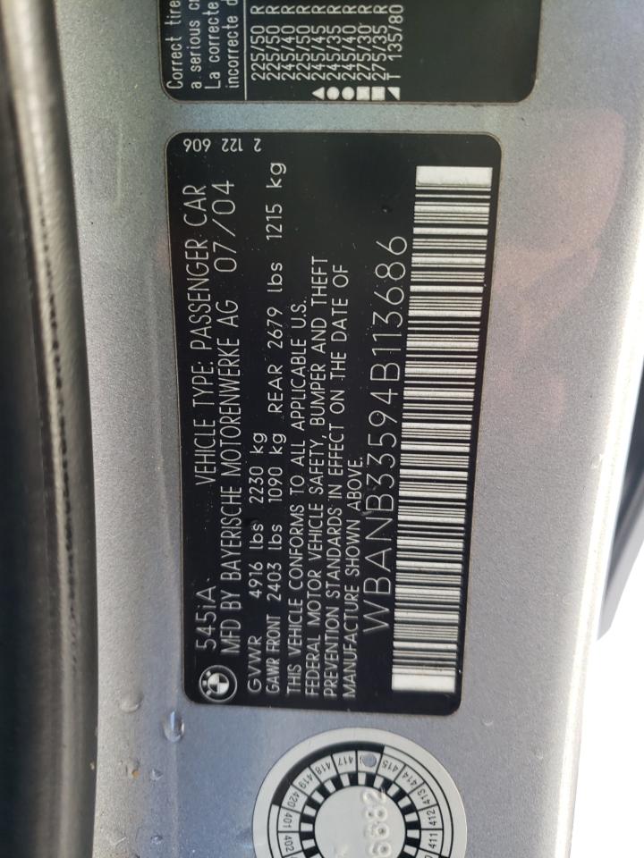 Zdjęcie 10 z aukcji – 2004 BMW 545 I z VIN WBANB33594B113686