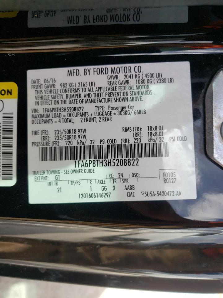 Photo 10 from auction – 2017 FORD MUSTANG with VIN 1FA6P8TH3H5208822