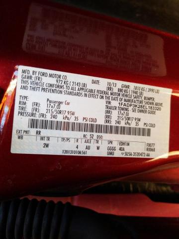 Photo 10 from auction – 2014 FORD FOCUS SE with VIN 1FADP3K28EL183320