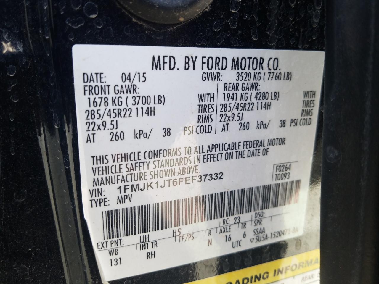 Photo 10 from auction – 2015 FORD EXPEDITION with VIN 1FMJK1JT6FEF37332