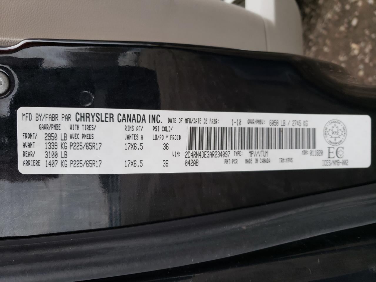 Photo 10 from auction – 2010 DODGE GRAND CARA with VIN 2D4RN4DE3AR234097
