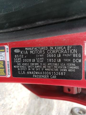 Photo 10 from auction – 2013 KIA RIO LX with VIN KNADM4A30D6152687