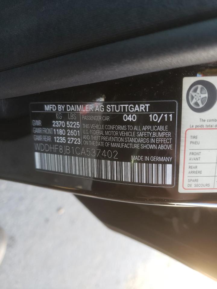 Photo 10 from auction – 2012 MERCEDES-BENZ E 350 4MAT with VIN WDDHF8JB1CA537402