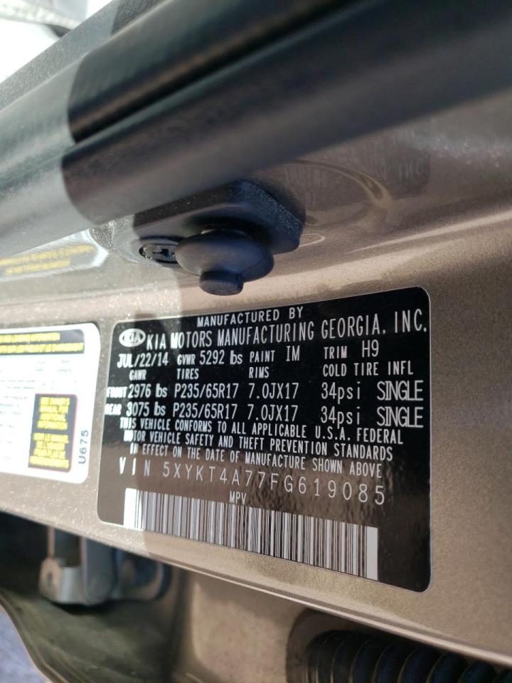 Photo 10 from auction – 2015 KIA SORENTO LX with VIN 5XYKT4A77FG619085