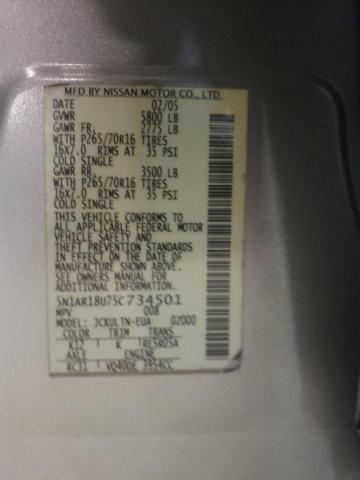 Photo 10 from auction – 2005 NISSAN PATHFINDER with VIN 5N1AR18U75C734501