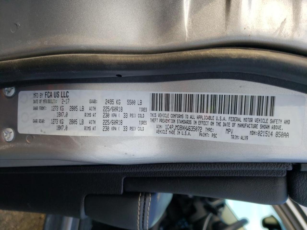 Photo 10 from auction – 2017 JEEP CHEROKEE L with VIN 1C4PJMDBXHW635072