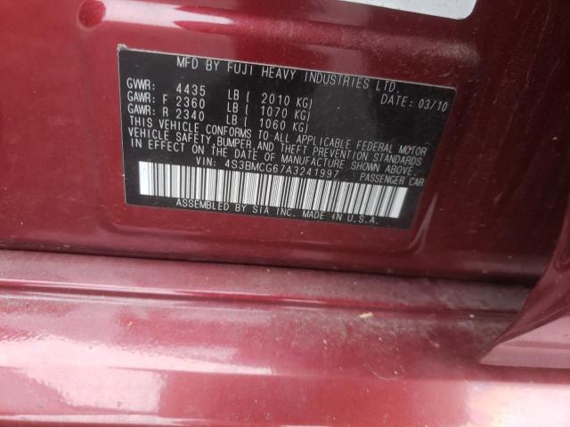 Photo 10 from auction – 2010 SUBARU LEGACY 2.5 with VIN 4S3BMCG67A3241997