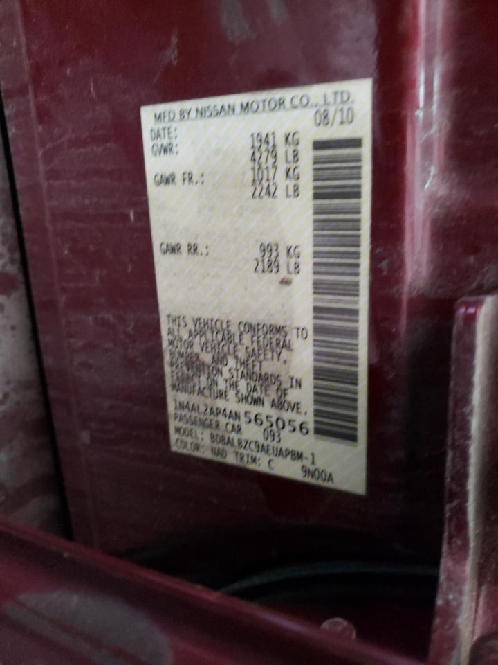 Photo 10 from auction – 2010 NISSAN ALTIMA with VIN 1N4AL2AP4AN565056