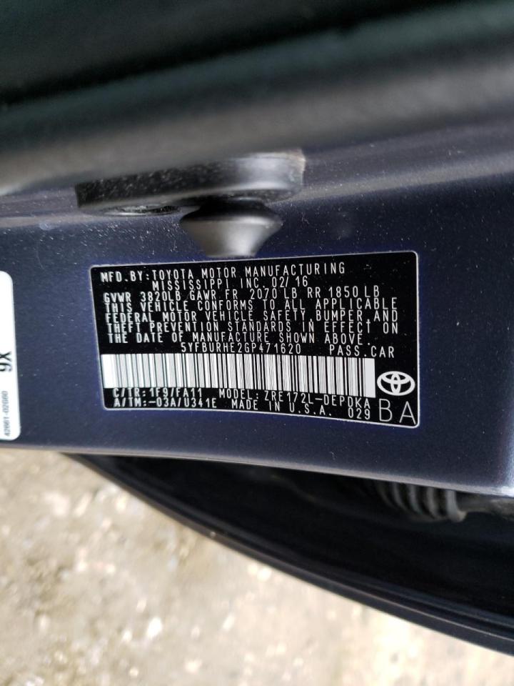 Photo 10 from auction – 2016 TOYOTA COROLLA L with VIN 5YFBURHE2GP471620