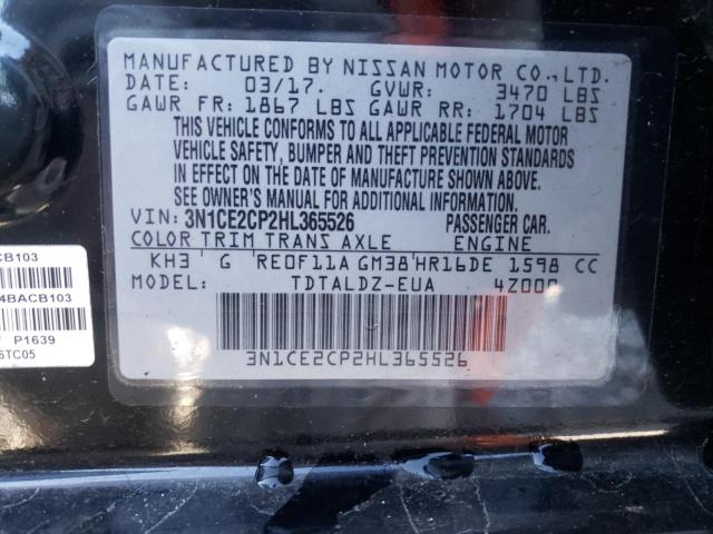 Photo 10 from auction – 2017 NISSAN VERSA NOTE with VIN 3N1CE2CP2HL365526
