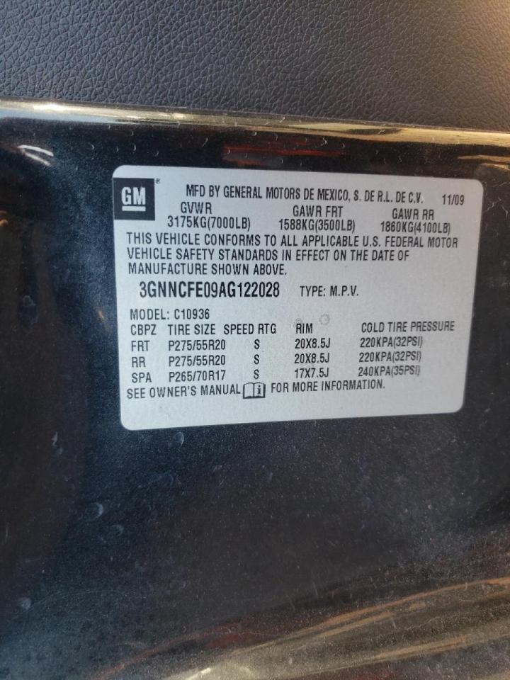Photo 10 from auction – 2010 CHEVROLET AVALANCHE with VIN 3GNNCFE09AG122028