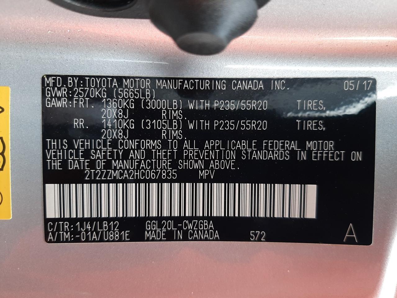 Photo 10 from auction – 2017 LEXUS RX 350 BAS with VIN 2T2ZZMCA2HC067835