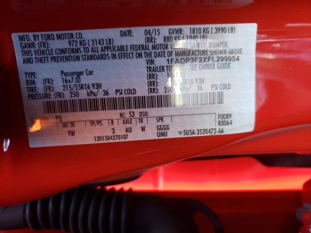 Photo 10 from auction – 2015 FORD FOCUS SE with VIN 1FADP3F2XFL299954