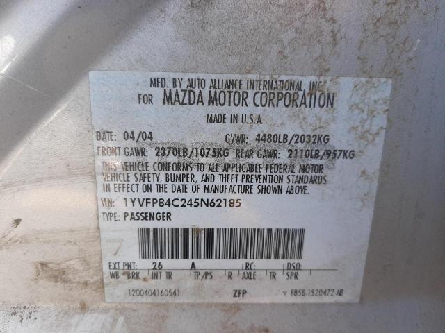 Photo 10 from auction – 2004 MAZDA 6 I with VIN 1YVFP84C245N62185