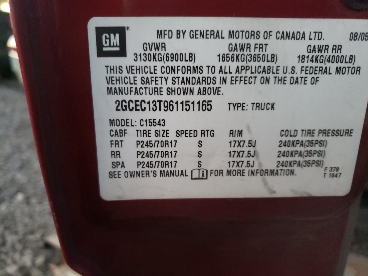Zdjęcie 10 z aukcji – 2006 CHEVROLET SILVERADO z VIN 2GCEC13T961151165