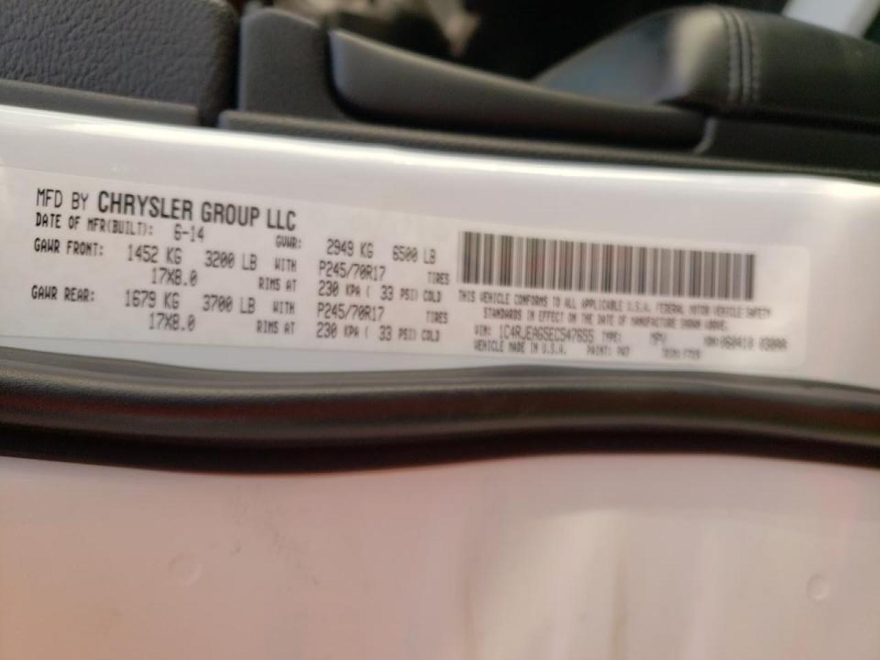 Photo 10 from auction – 2014 JEEP GRAND CHER with VIN 1C4RJEAG5EC547655