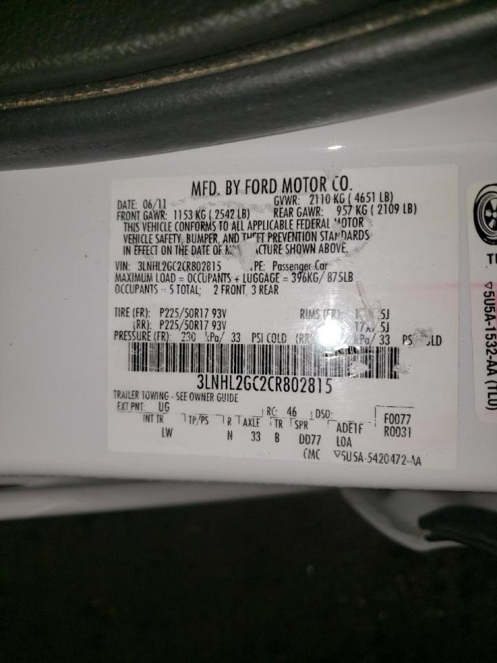 Photo 10 from auction – 2012 LINCOLN MKZ with VIN 3LNHL2GC2CR802815