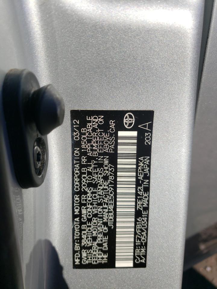 Photo 10 from auction – 2012 TOYOTA COROLLA BA with VIN JTDBU4EE5C9178737
