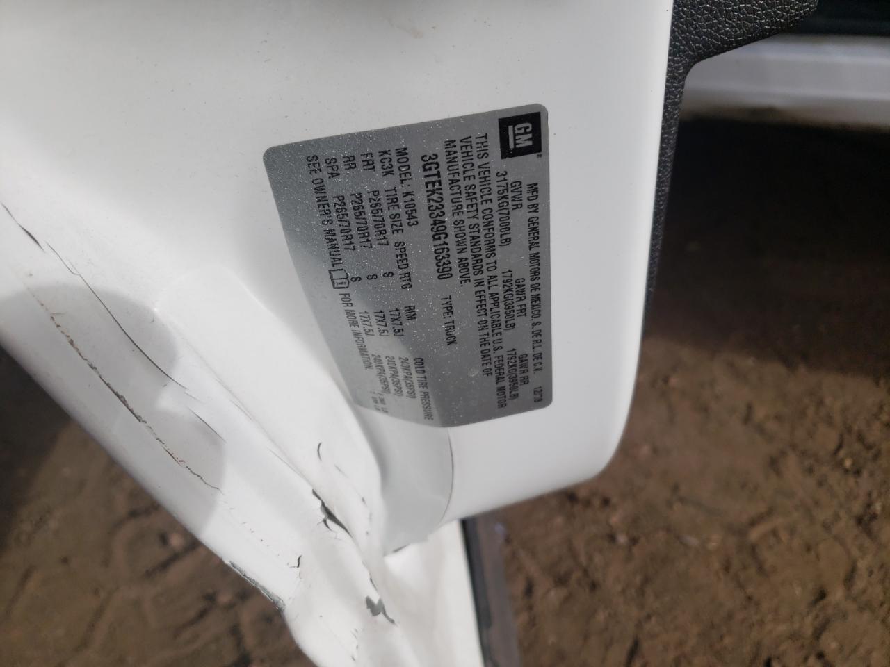 Photo 10 from auction – 2009 GMC SIERRA K15 with VIN 3GTEK23349G163390