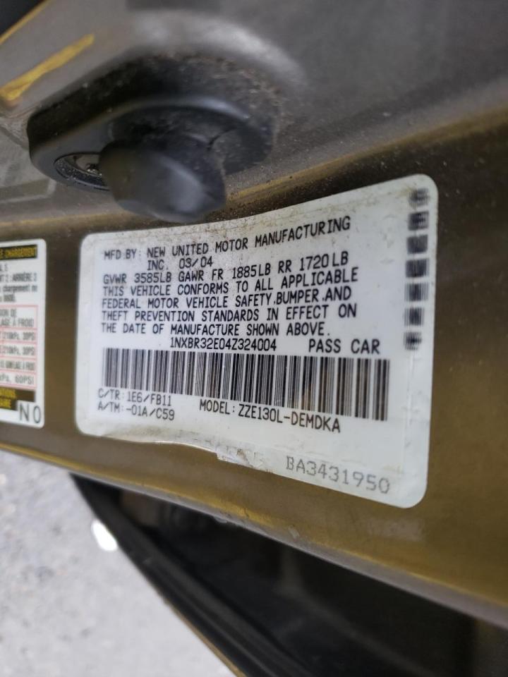 Photo 10 from auction – 2004 TOYOTA COROLLA CE with VIN 1NXBR32E04Z324004